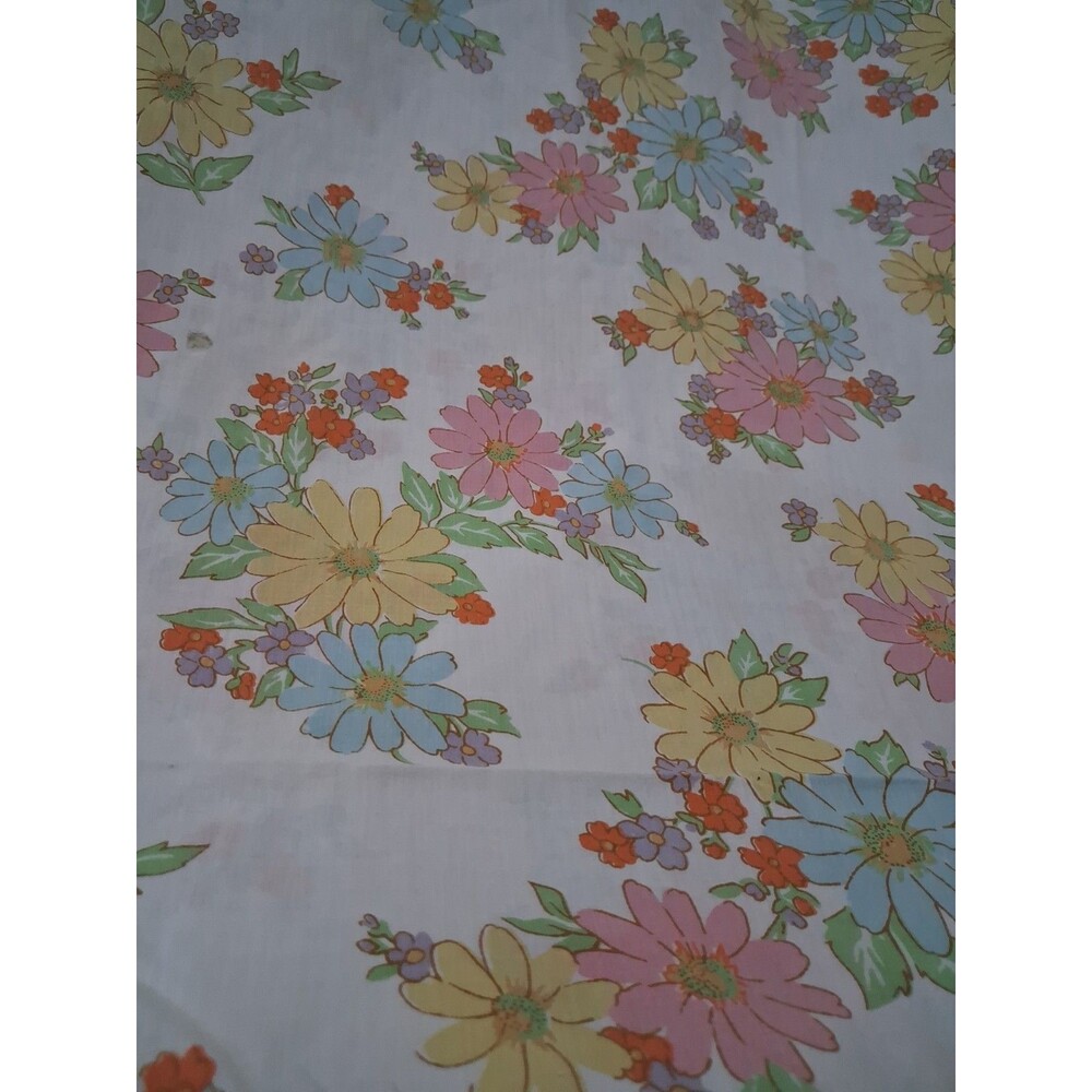 Vintsge Sheet Floral Cannon Monticello Flat 1960s